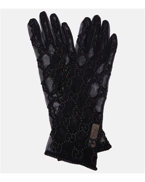 gucci embroidered tulle gloves - black|farfetch gucci gloves.